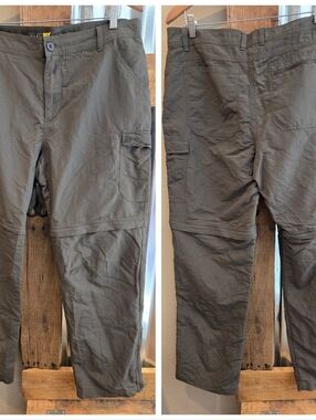Cabelas Army Green Nylon Convertible Pants Sz 38/32